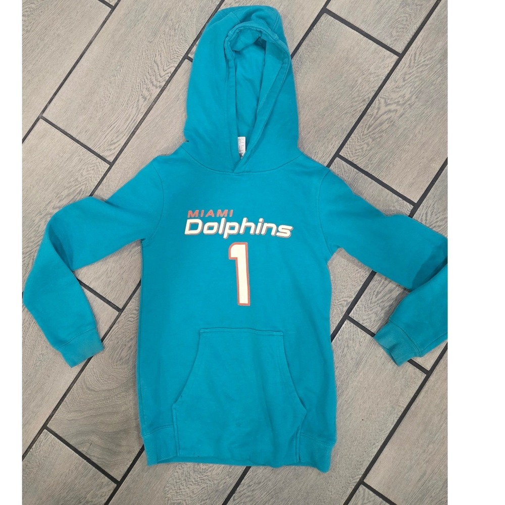Outerstuff Miami Dolphins Tua Tagovailoa 1 Youth Hoodie Aqua Medium 10/12